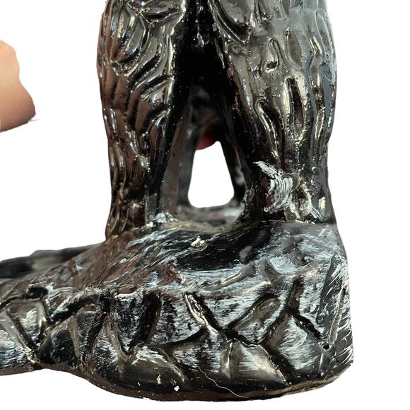 Chalkware Poodle Ashtray Large Black Dog Trinket Vtg Mid Century Kitschy READ - Picture 14 of 16